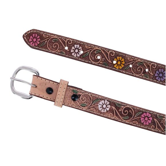 CTM Girls 1 Inch Floral Embossed Belt - Picture 2 of 2